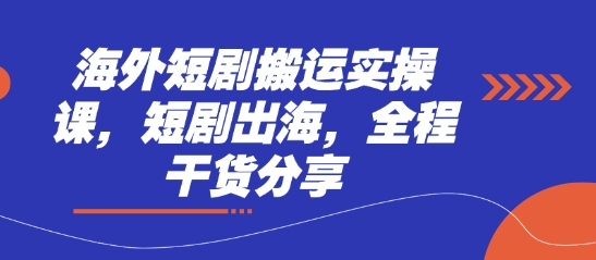 海外短剧搬运实操课，短剧出海，全程干货分享-乐创同聚
