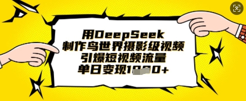 用DeepSeek制作鸟世界摄影级视频，引爆短视频流量，单日变现1k-乐创同聚
