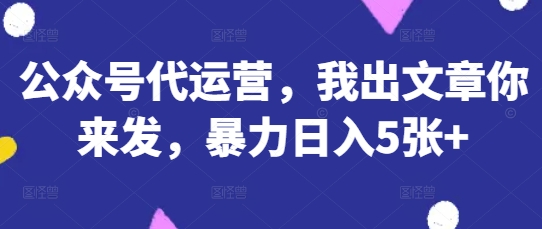 公众号代运营，我出文章你来发，暴力日入5张+【揭秘】-乐创同聚