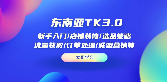 （14208期）东南亚TK3.0：新手入门/店铺装修/选品策略/流量获取/订单处理/联盟营销等-乐创同聚