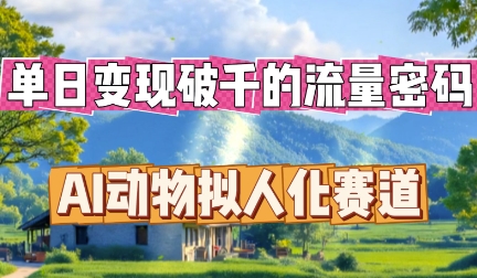 单日变现破k的流量密码，AI动物拟人化赛道-乐创同聚