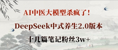 AI中医大模型杀疯了！DeepSeek中式养生2.0版本，十几篇笔记粉丝3w+-乐创同聚