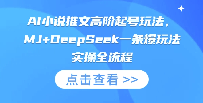 AI小说推文高阶起号玩法，MJ+DeepSeek一条爆玩法实操全流程-乐创同聚