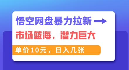 悟空网盘暴力拉新：一单10元，市场空白，日入几张-乐创同聚