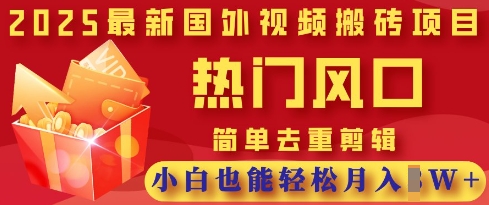 2025最新视频搬砖项目，热门风口，简单去重剪辑，小白也能轻松月入过W-乐创同聚