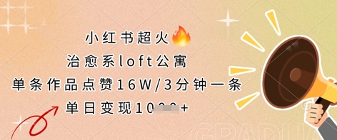 小红书超火的治愈系loft公寓，单条作品点赞16W，3分钟一条，单日变现数张-乐创同聚