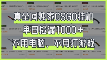 真全网独家CSGO挂G，单日捡漏1k+【揭秘】-乐创同聚