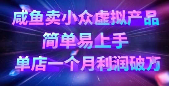 咸鱼卖小众虚拟产品，简单易上手，单店一个月利润破W-乐创同聚
