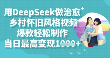 用DeepSeek做治愈乡村怀旧风格视频，爆款轻松制作，当日最高变现多张-乐创同聚
